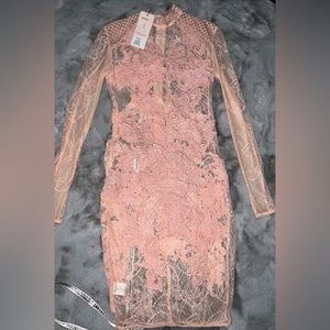 House of CB pink mesh lace dress